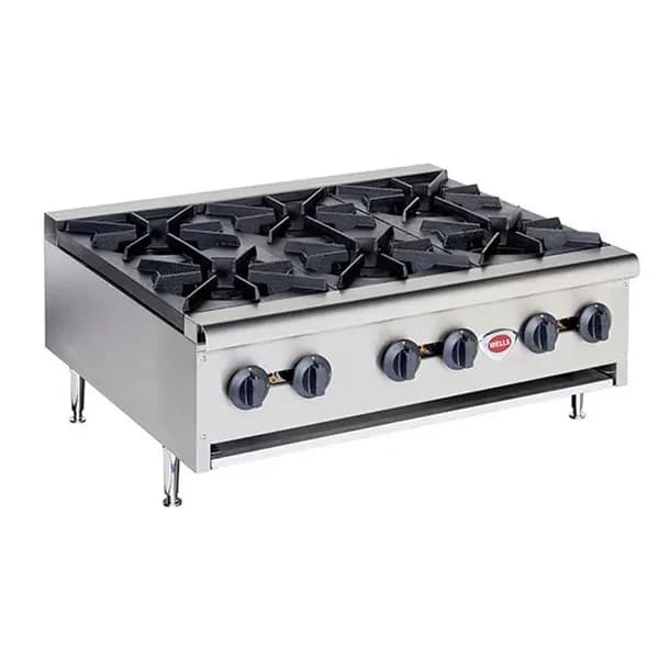 Wells HDHP-3630G Heavy Duty 156,000 BTU 6-Burner Gas Hot Plate 36"W