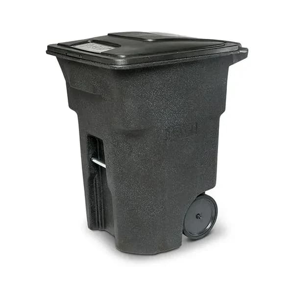 Toter ANA96-00BKS 96 Gallon Blackstone Body Rollout Trash Container with Black Lid and Two Wheels