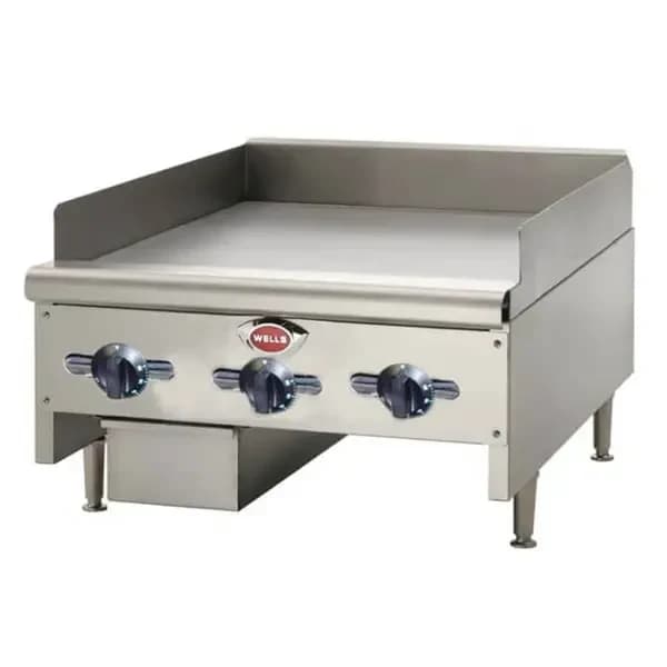 Wells HDTG-2430G Heavy Duty 60,000 BTU Thermostatic Control Gas Griddle 24"W