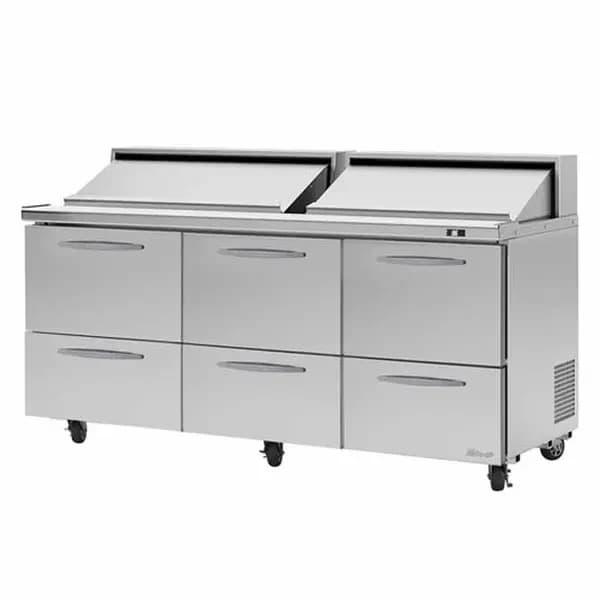 Turbo Air PST-72-D6-N PRO Series 18 Pan 6-Drawer Sandwich Prep Table 72-5/8"W